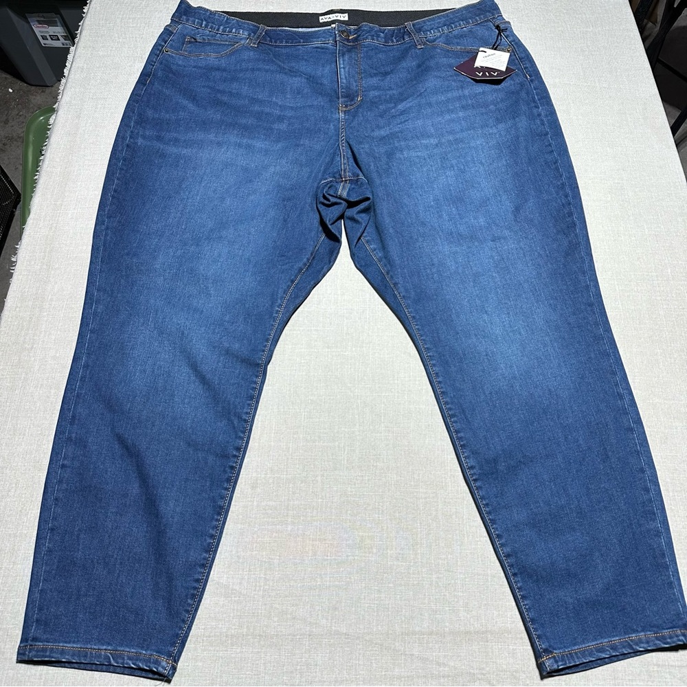 Ava & Viv Jeans Women’s size 26W High Rise Stretch Skinny Capri Blue